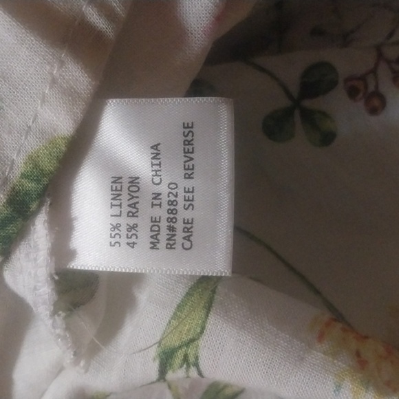 Rachel Zoe Linen Blend Peasant Romantic Foral Print Top Blouse Tunic Button Down - Picture 8 of 9